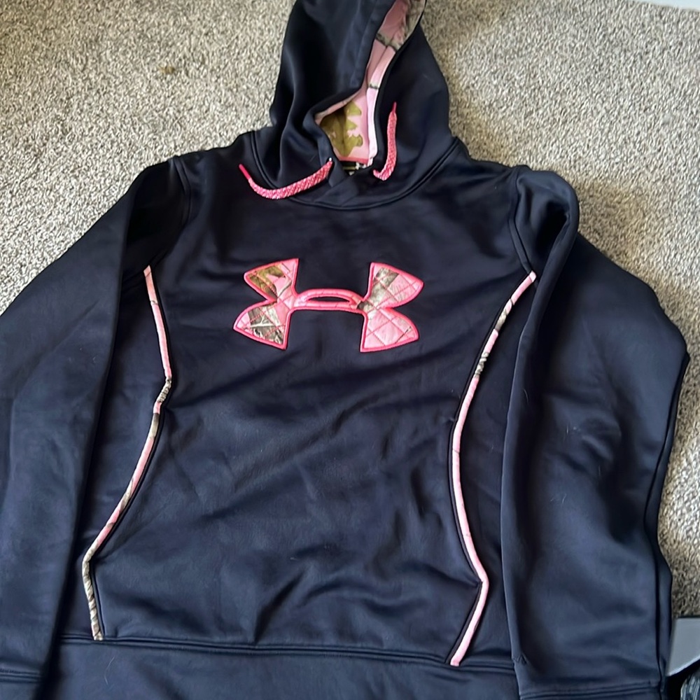 Under armor, pink girls hoodie large